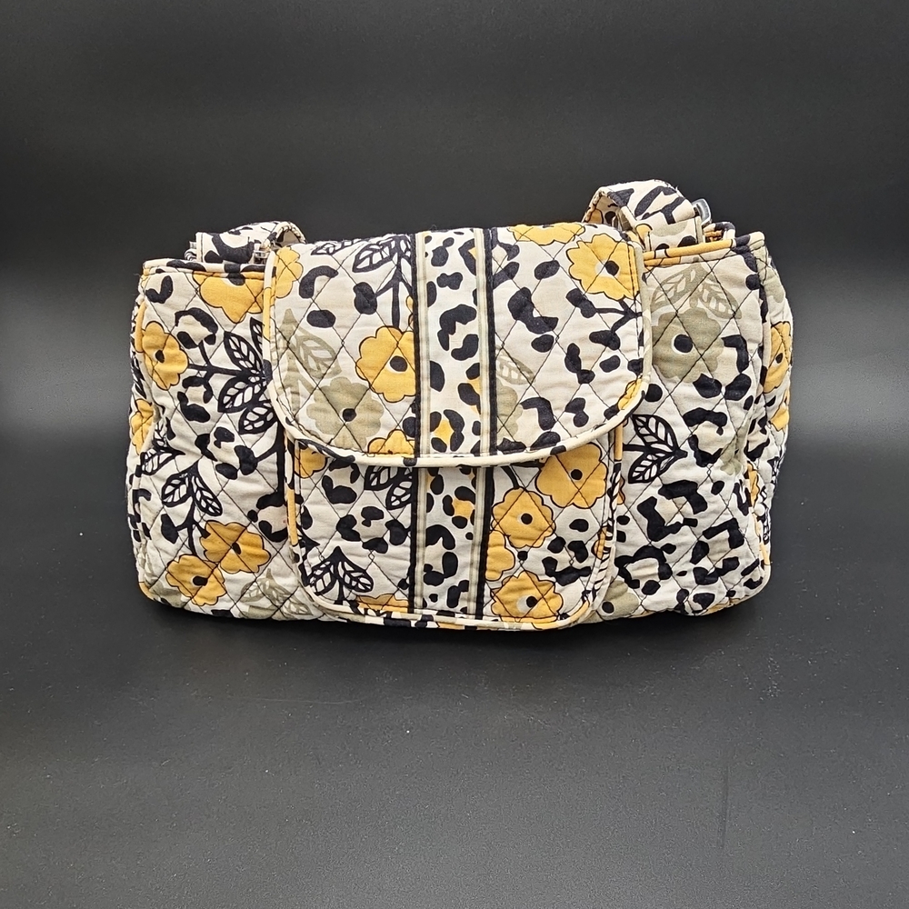 Vera Bradley Quilted Floral Shoulder Bag in Yellow and Cream